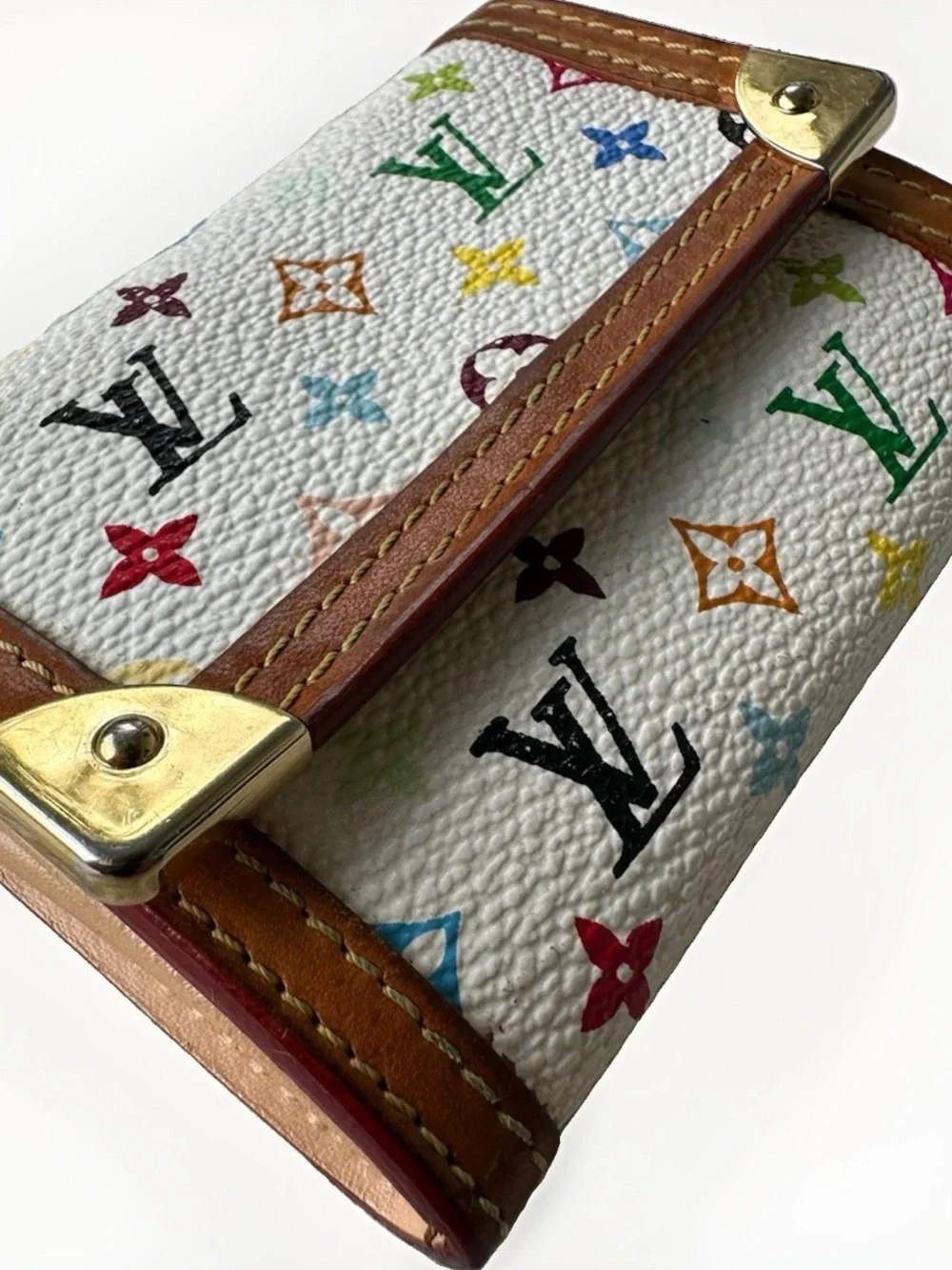 Authentic Louis Vuitton Takashi Murakami Monogram Porte Monnaie Plat Coin Wallet